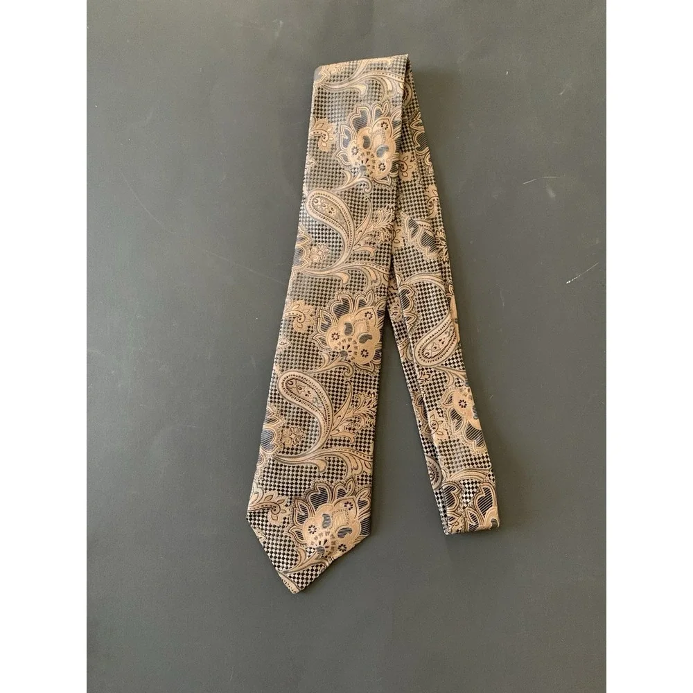 XMI Platinum Italian Silk Tie Men Brown Paisley Floral Jacquard Necktie 58